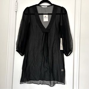 Myne Silk Sheer V-Neck Mini Dress